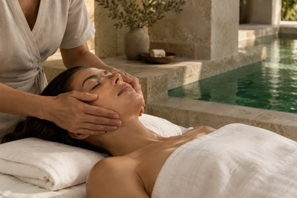 Geste de massage du visage