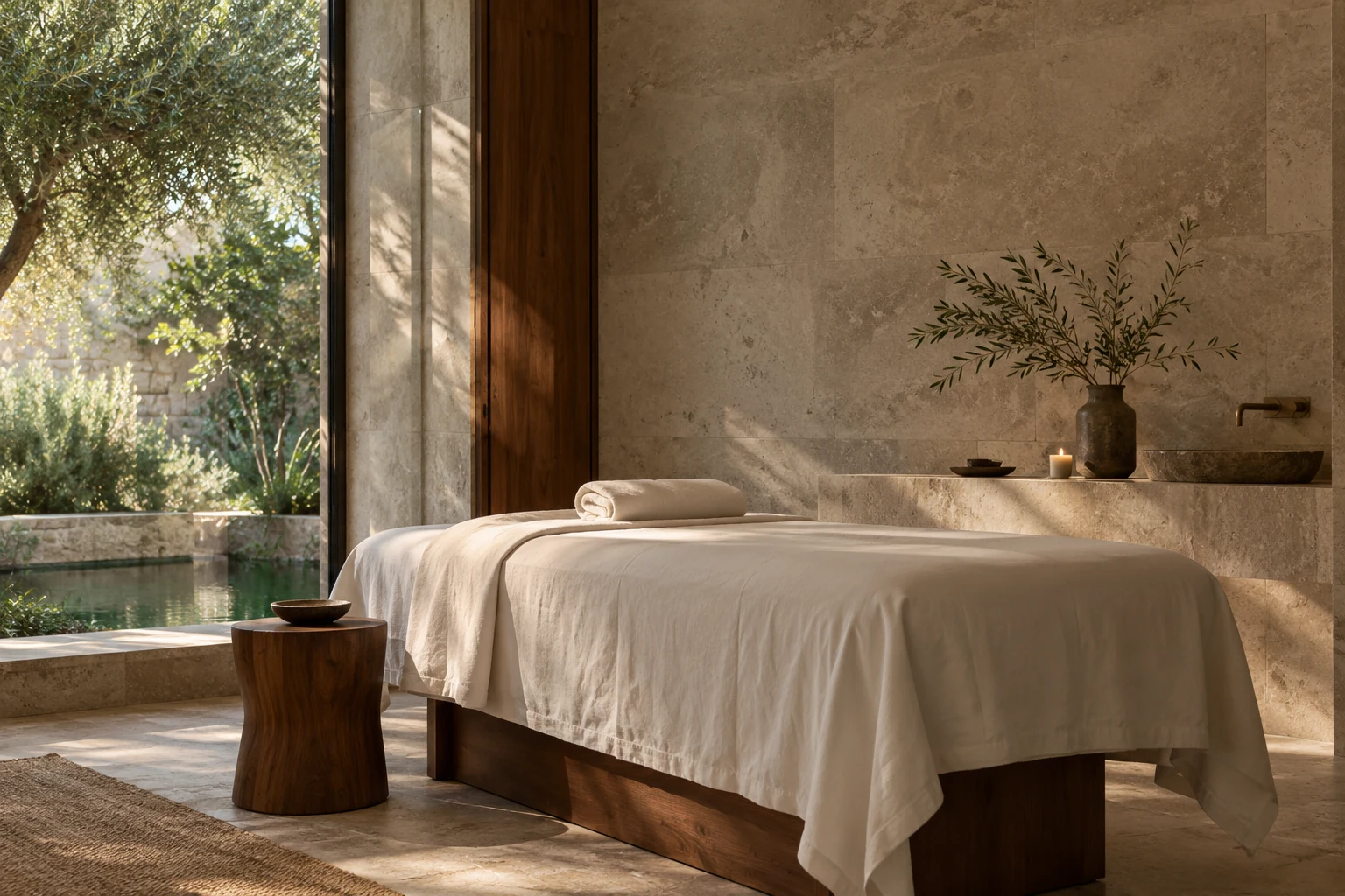 Suite de soins ouverte sur un patio